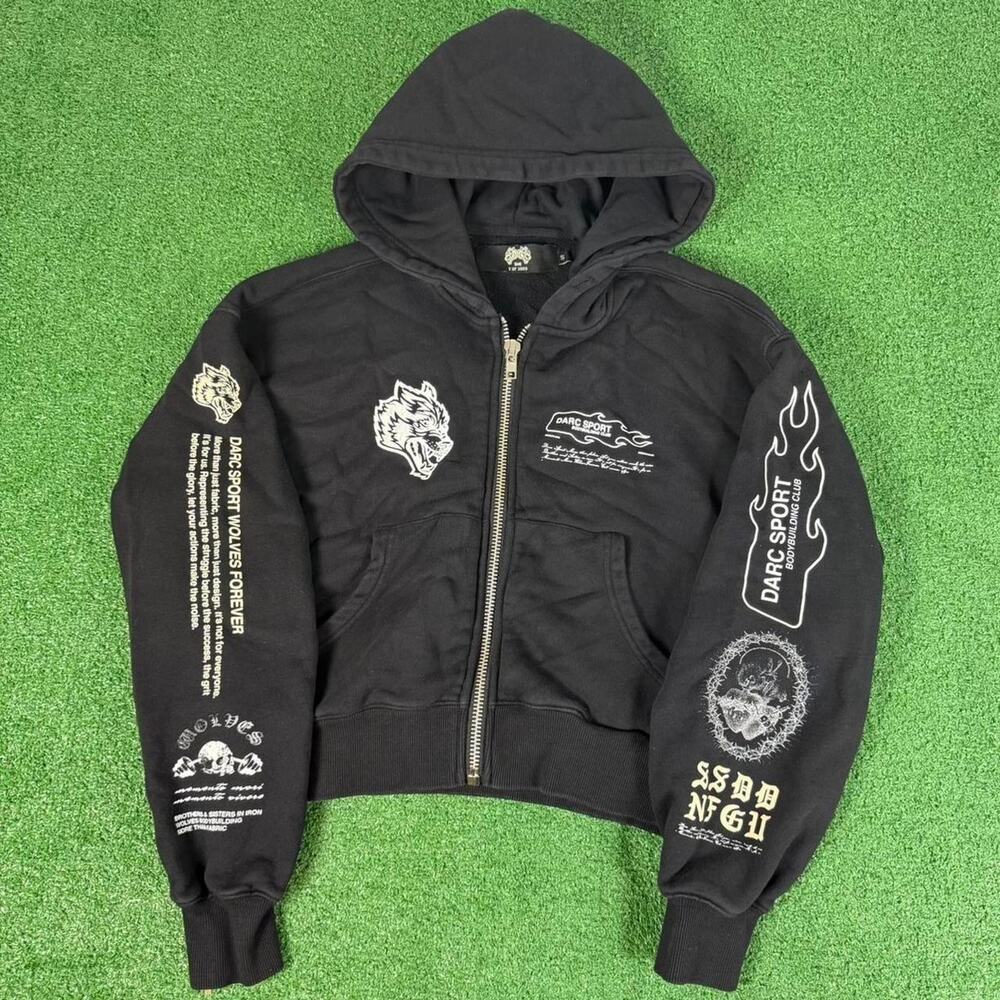 Darc Sport SHE Wolves Cropped Zip Hoodie Black Women’s S Limited 7/1000